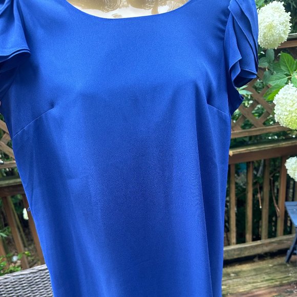 Bright Blue Classic Knee-Length dress - Picture 2 of 6